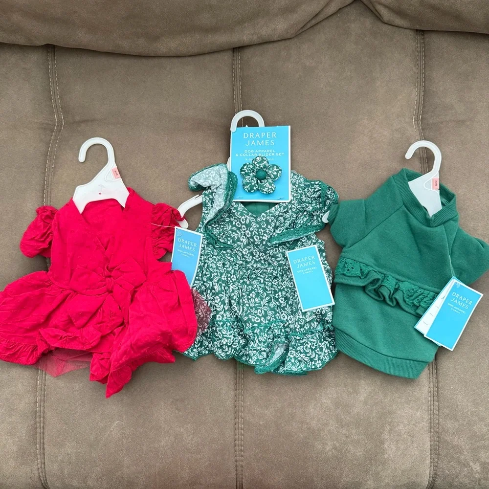 🆕 Draper James Dog Outfit Bundle XS Dresses & Sweatshirt 3 Piece Bundle